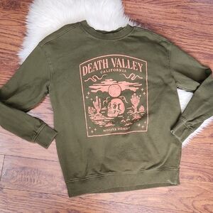 Goodfellow & Co. Olive Green Death Valley Graphic Crewneck Sweatshirt
